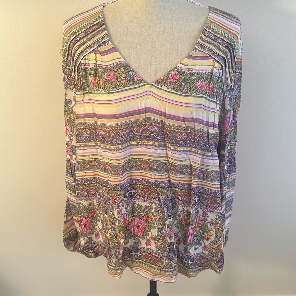 Maeve Anthropologie Caresco Peasant Top Blouse Large - Picture 2 of 10